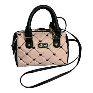Luv Betsey by Betsey Johnson Quilted Mini Satchel – Pink & Black Faux Leather Cr